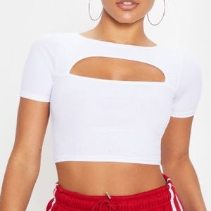 NWT PLT cut out short sleeve crop top y2k